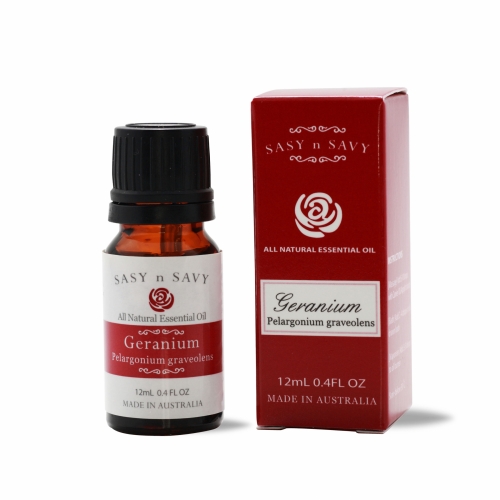 GERANIUM (PELARGONIUM GRAVEOLENS) 100_ PURE ESSENTIAL OIL 12ML_ Sasy n Savy